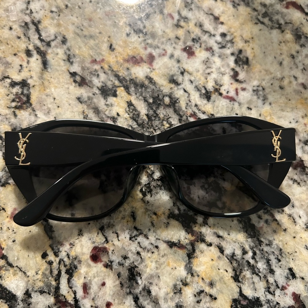 Authentic Saint Laurent YSL Black Grey Gold logo 57 mm Women’s sunglasses